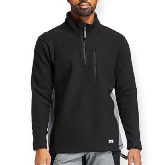TIMBERLAND Pro Studwall Quarter-Zip Textured Fleece in Black - Picture 2 of 15